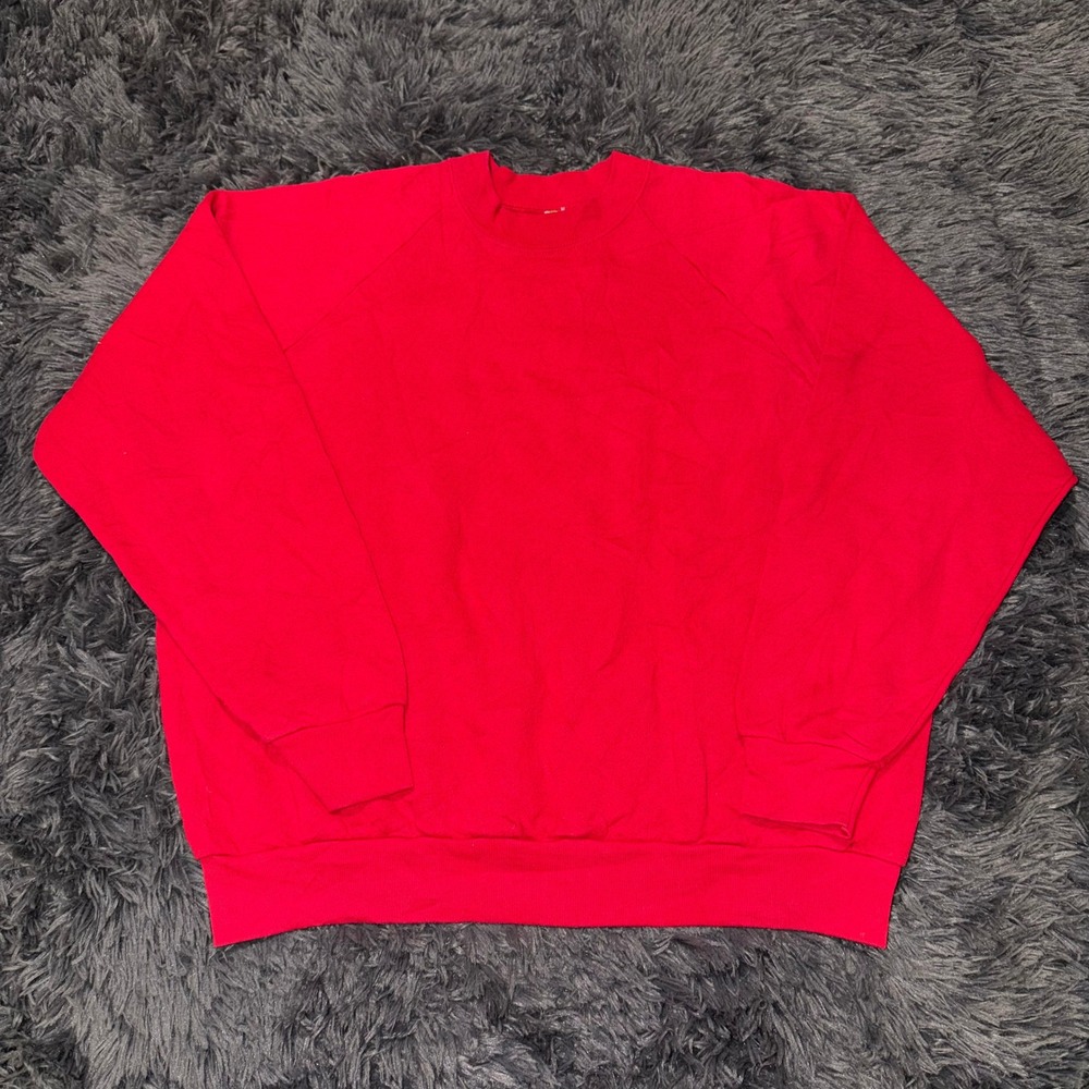 Vintage Fruit of the Loom Red Blank Sweatshirt XL Raglan Made in USA Crewneck